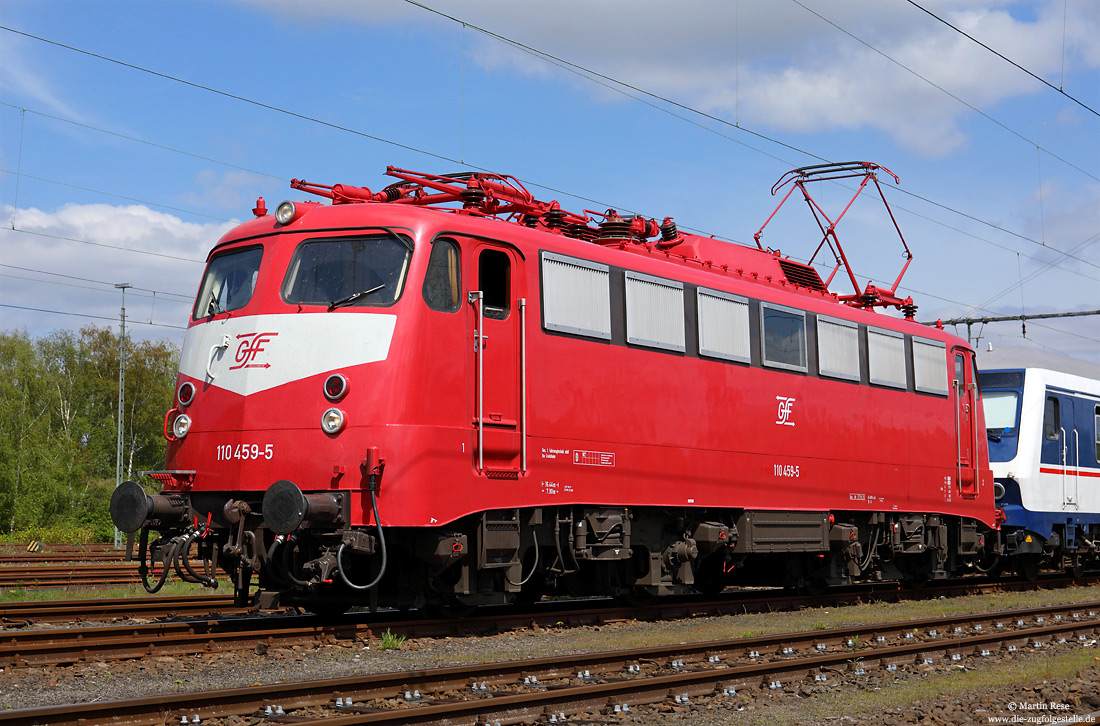 110 459 der GfF in orientroter Lackierung in Dortmund Scharnhorst