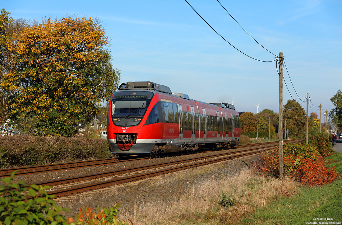 644 517 als RE10766 bei Wickede auf der Oberen Ruhrtalbahn