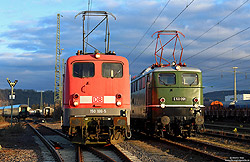 150 186 und E50 091 aufgerüstet im Bahnhof Kobenz-Lützel