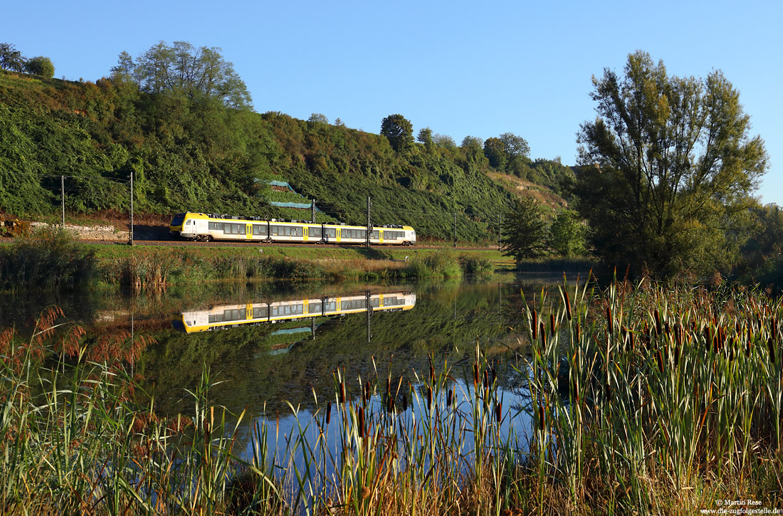Spiegelung des ET8.04 im Weiher bei Nordheim (Württ.)
